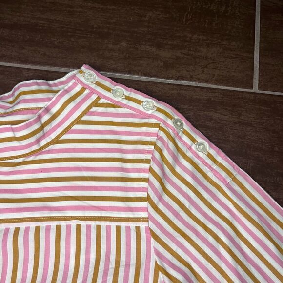 J.Crew striped Funnel-Neck Drop Hem Blouse sz 00 - Picture 2 of 8